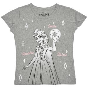 Camiseta moda niña manga corta gris Frozen