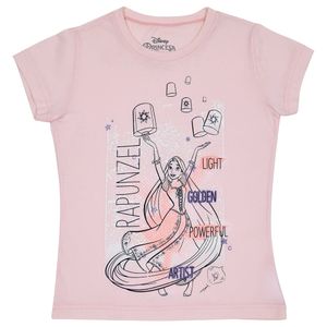 Camiseta niña manga corta rosada Princesas