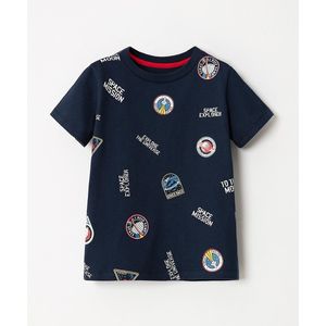 Camiseta Manga Corta en Algodón Bebito Azul estampado OCTARY