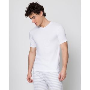 Camiseta cuello V en Algodón Masculino Blanco liso DUO ANDY