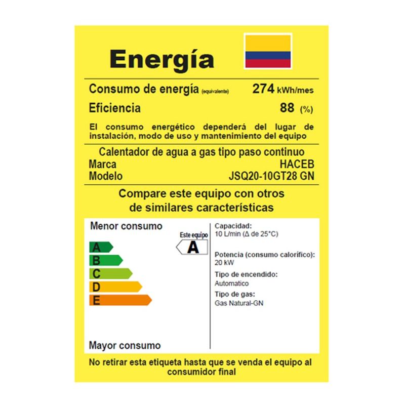 Calentador a Gas de Paso Haceb de 10 Litros Tiro Forzado - Calentadores  Premium