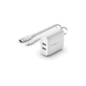 Cargador Belkin WCD001dq1MWH Pared Dual USB-A 24W