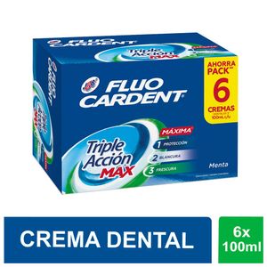 Crema dental Fluocardent triple acción max x6und x100ml c/u
