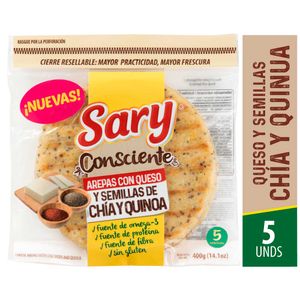 Arepas Sary semillas de chía y quinoa con queso x5und x400g