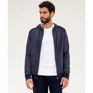 Chaqueta con capucha en Fleece Masculino Azul jaspe FEPRU