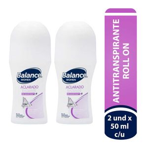 Desodorante Balance roll on aclarado radiante mujer 2 x50ml