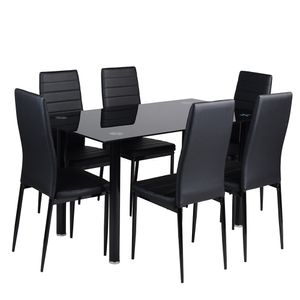 Comedor 6 sillas 140x80x76 vidrio Negro M+Design
