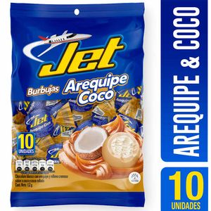 Chocolate Jet burbujas Arequipe y Coco x10unds x132g Neto
