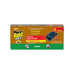 Insecticida Raid Max trampas cucarachas x4und x2.5g