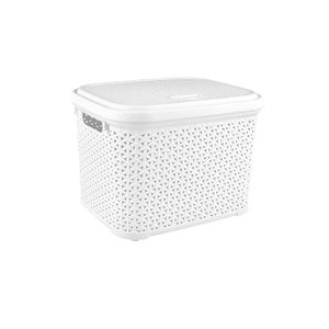 Caja Plastica Simil Rattan 20Lt Blanco Krea