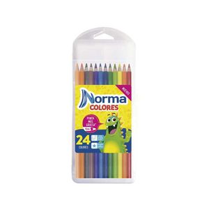 Colores Norma x24unds + lápiz duplo en caja plástica