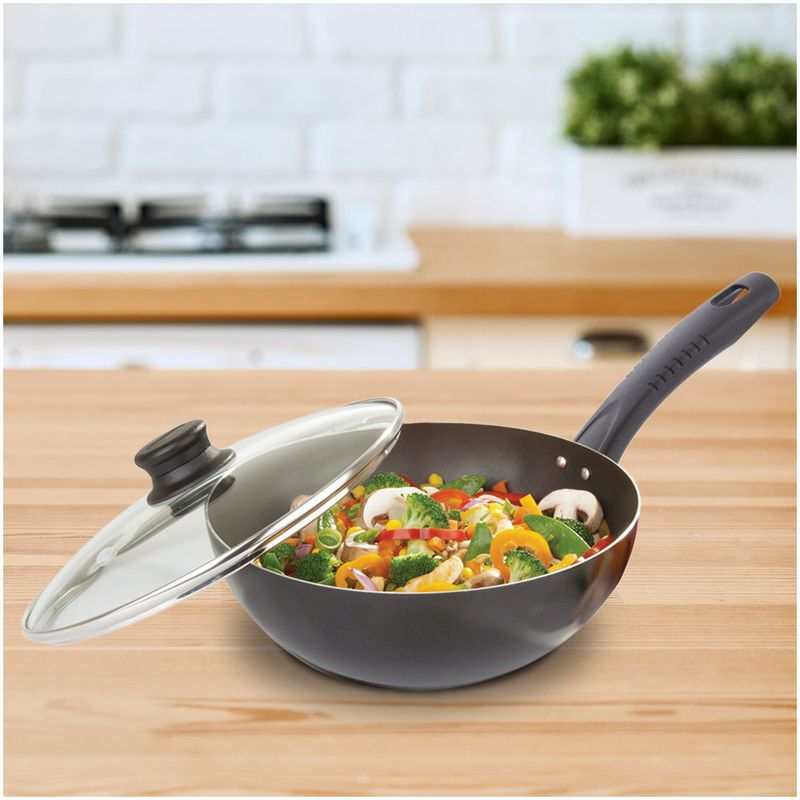 UNIVERSAL WOK ALIADA+GLASS LID 10¨- WOK ALIADA+TAPA DE VIDRIO 24