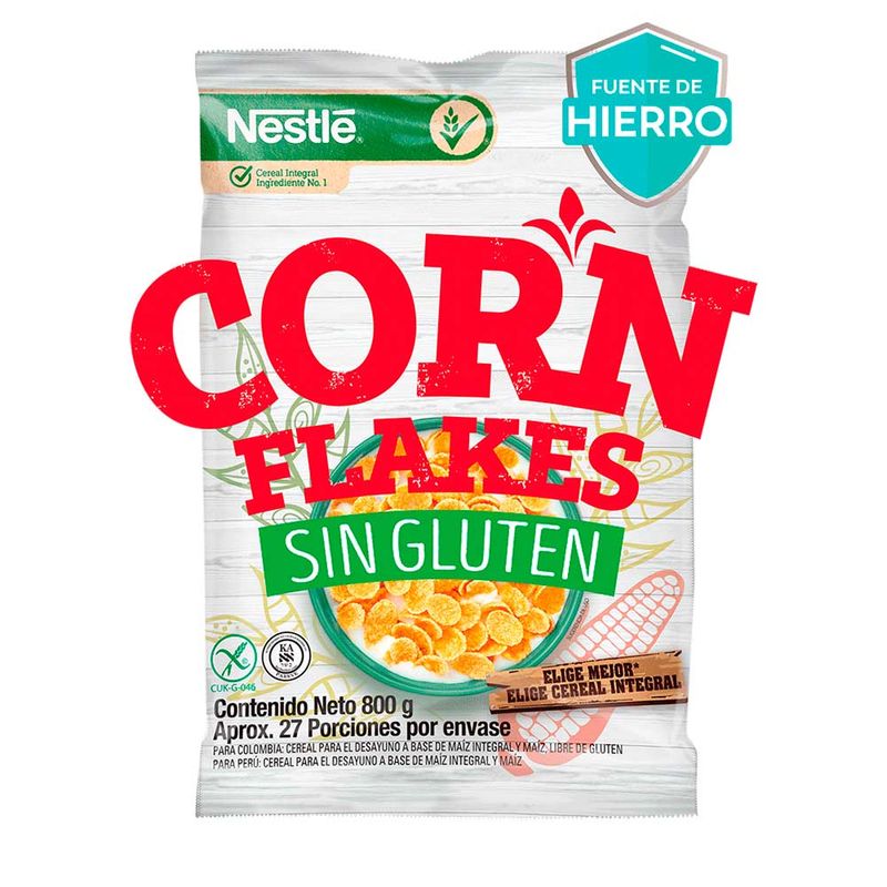 Cereal Corn Flakes Nestlé sin gluten bolsa x800g - Tiendas Metro