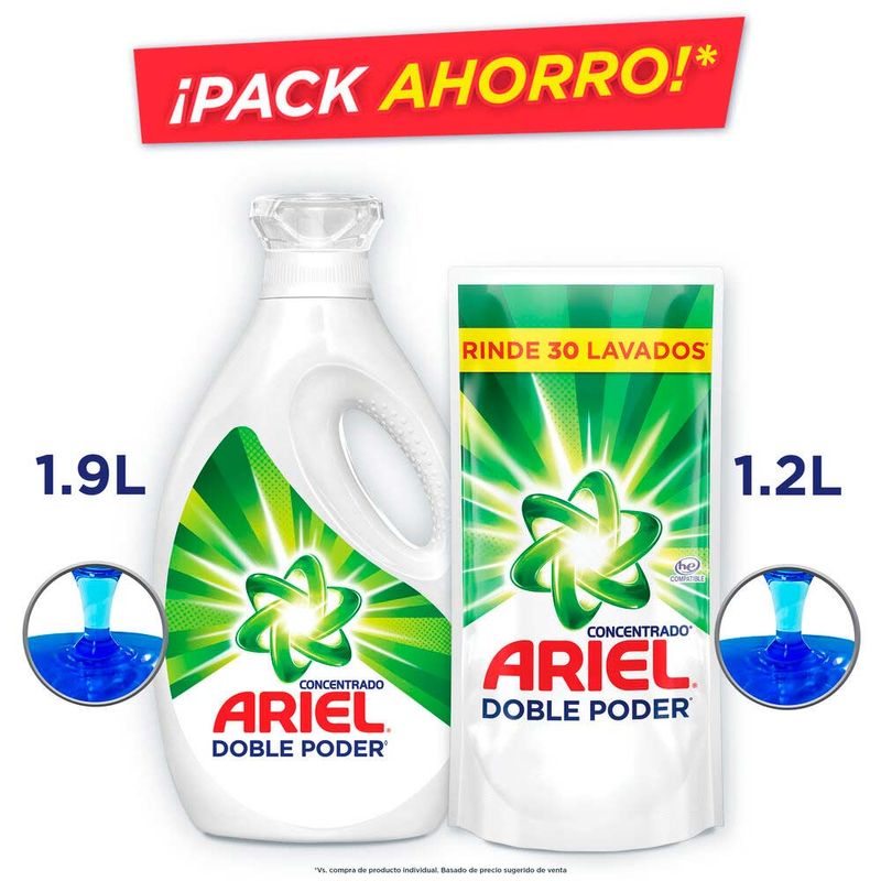 Detergente líquido Ariel doble poder