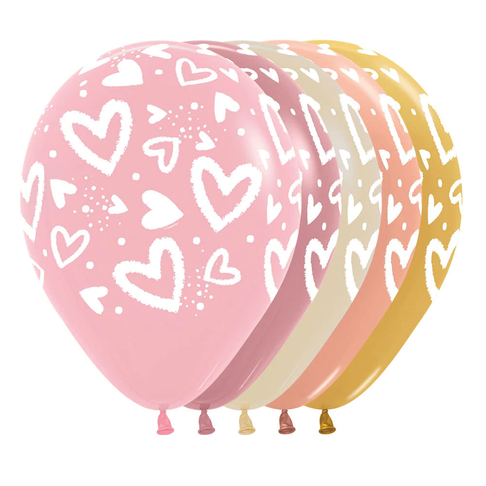 Globo R-12 Corazones Brillantes Surtido x12unds Sempertex