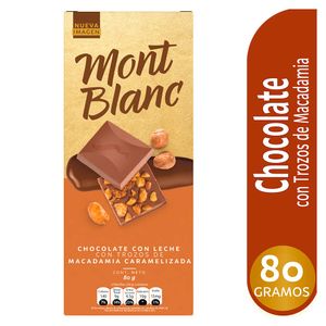 Chocolate Montblanc Leche Trozos Macadamia Caramelo x80g