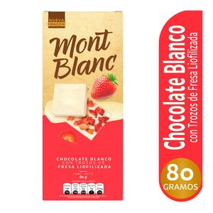 Chocolate Montblanc Blanco Trozos Fresa Liofilizada x80g
