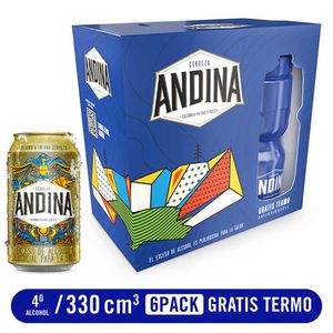Cerveza Andina Lata x6und x330ml c/u + gratis Termo