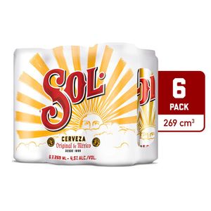 Cerveza Sol Lata 6 Pack x269ml