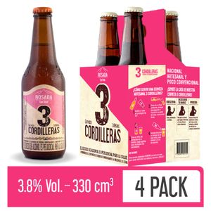 Cerveza 3 Cordilleras rosada botella 330ml x4