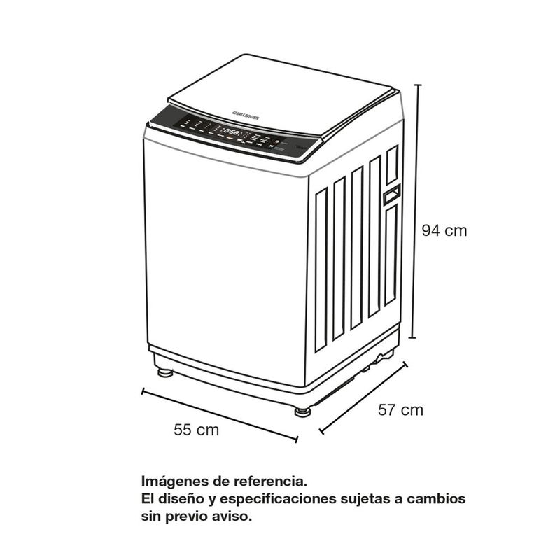 Lavadora Carga Superior Challenger 11KG (24Lbs) Automática Gris