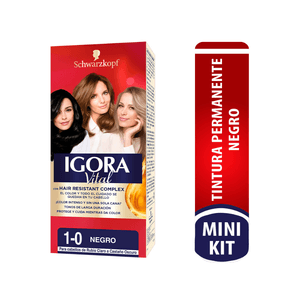 Tinte Igora mini kit Tono 1-0 negro x50ml