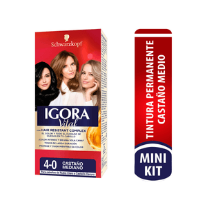 Tinte Igora mini kit Tono 4-0 castaño mediano x50ml
