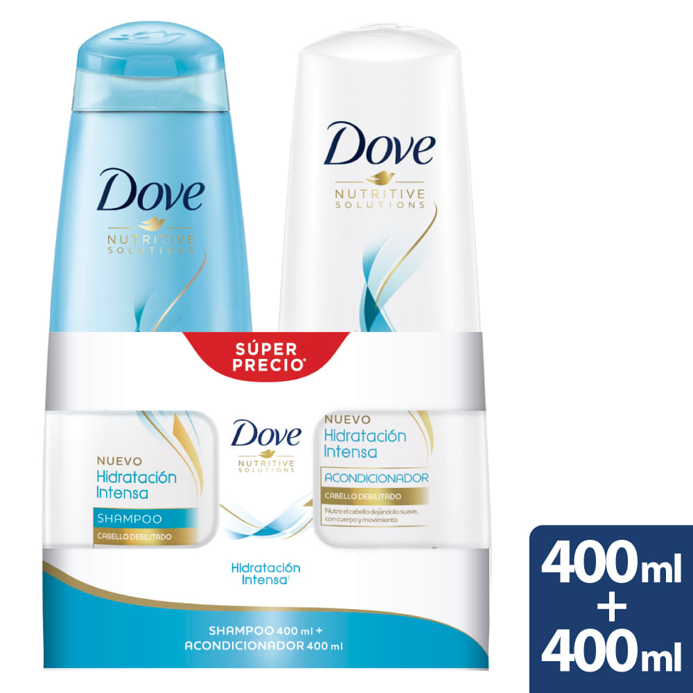 Shampoo Dove Hidratación 400ml + Acondicionador 400ml Jumbo