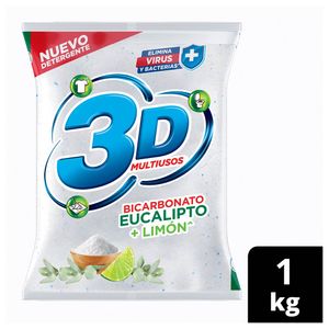 Detergente 3D multiusos polvo bicarbonato y eucalipto+ limón x1kg