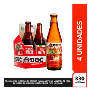 Cerveza BBC Monserrate Roja botella x4und x330ml