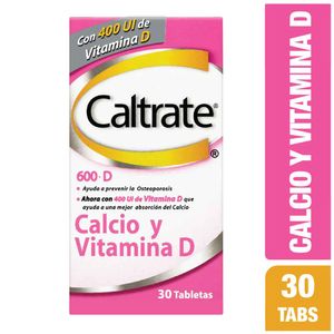 Tabletas Caltrate 600 + D calcio y vitamina D x30 tabs