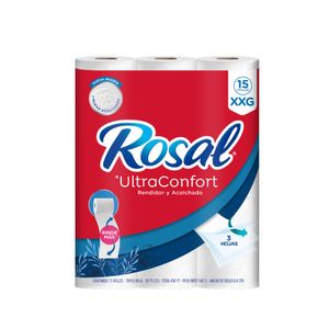 Papel higiénico Rosal ultra confort triple hoja x15rollos x30m c-u
