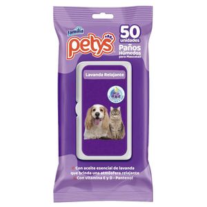 Paños húmedos para mascotas Petys lavanda relajante x50und
