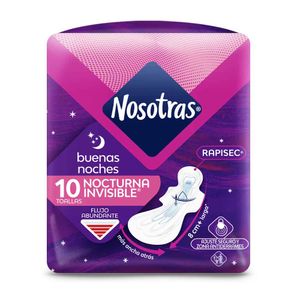 Toallas higiénicas Nosotras buenas Noches invisible rapigel x10und