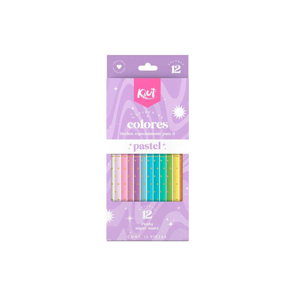 lapices de colores pastel Kiut, x6 y x12 unidades