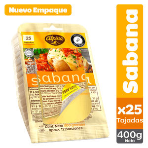 Queso sabana Alpina 25 tajadas x400g