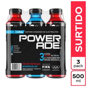 Bebida hidratante Powerade sabor surtido pet 500ml x3 unds