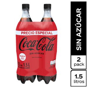 Gaseosa Coca Cola sin azucar x2und x1.5l c/u