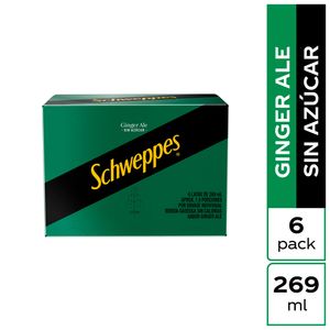 Gaseosa Schweppes ginger sin azúcar x6und x269ml c/u
