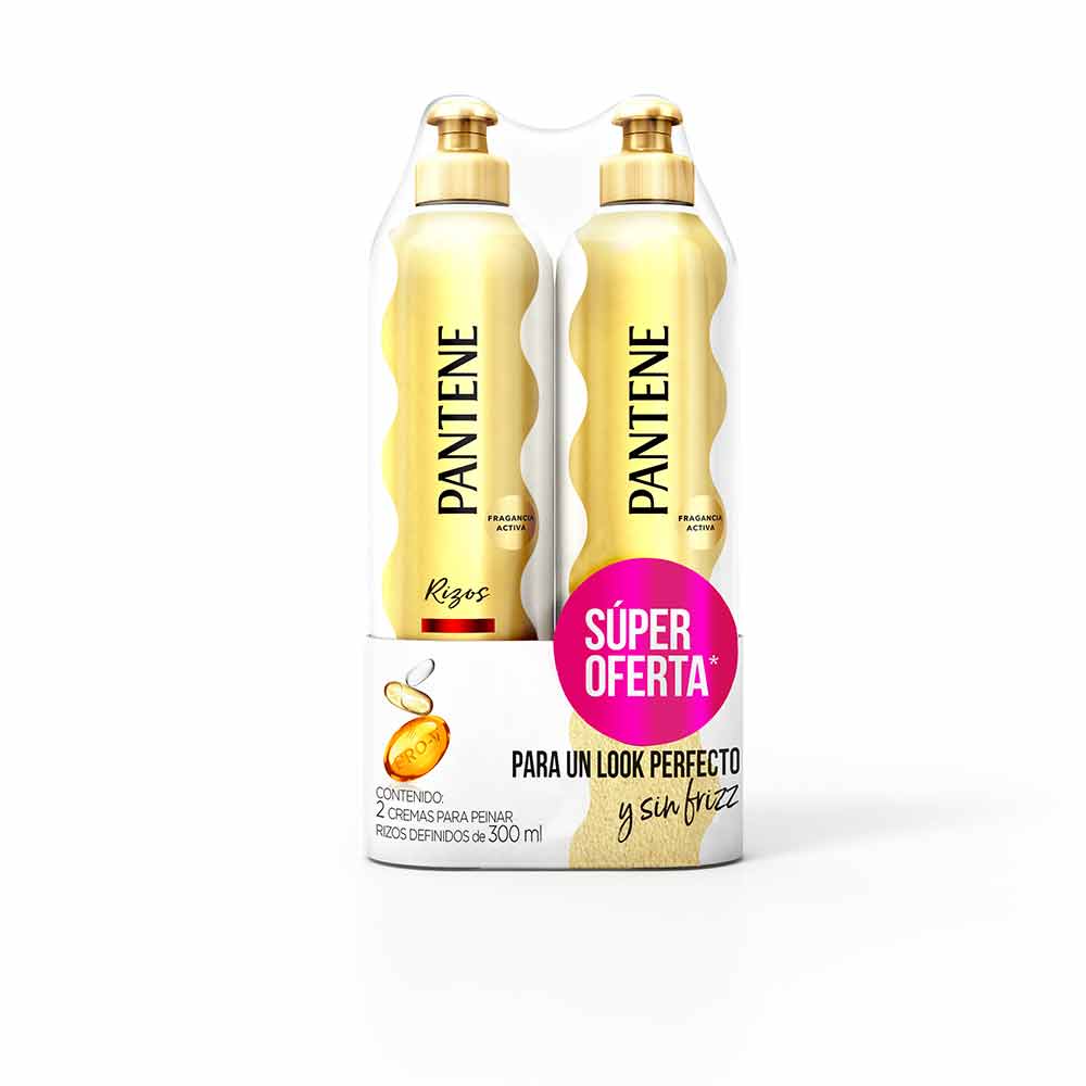 Crema Para Peinar Pantene Rizos Definidos  Frasco 300 Ml  Boticas Hogar y  Salud