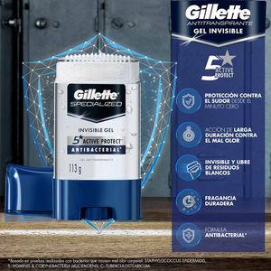 Gel Invisible Antitranspirante Gillette Specialized Antibacterial x113g
