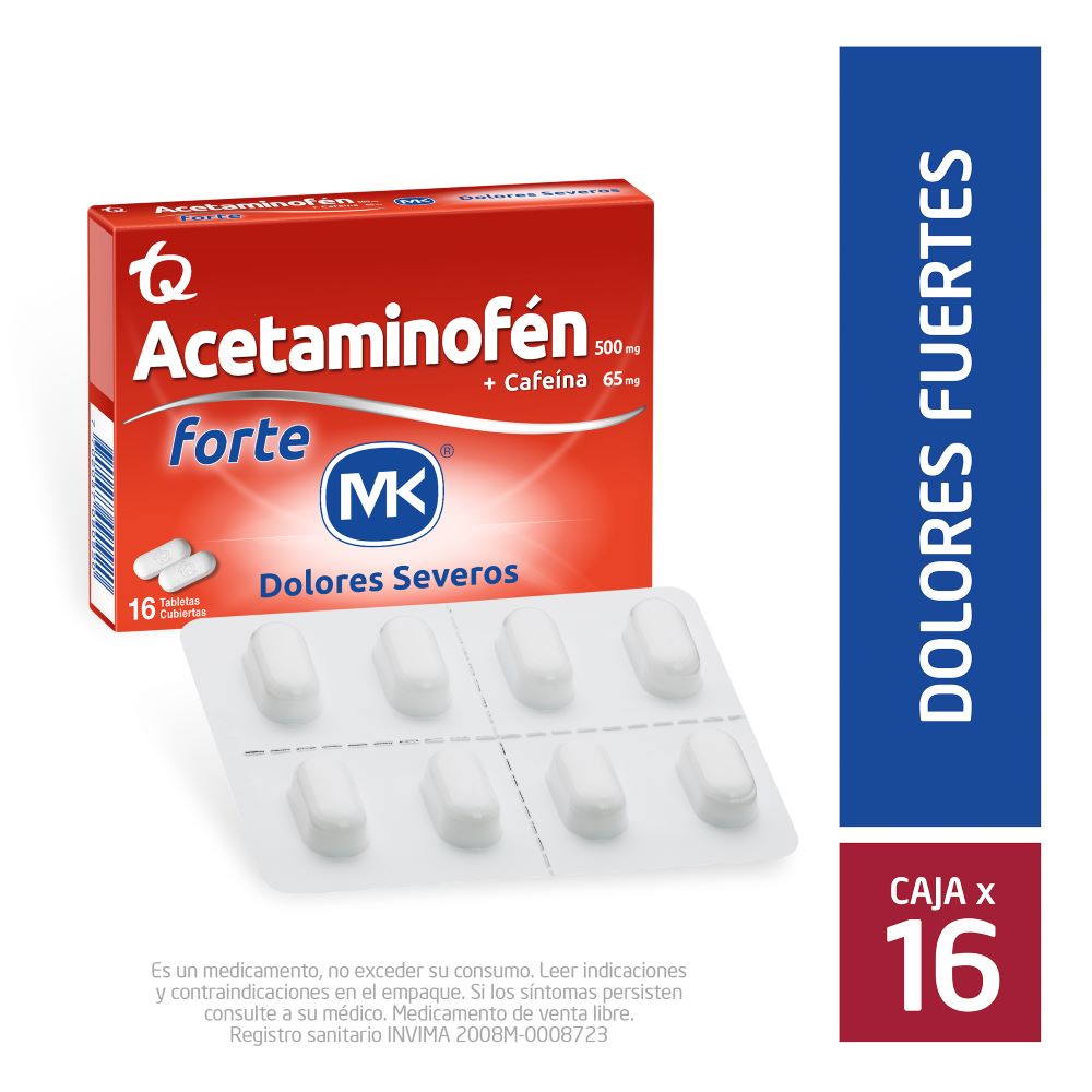 Acetaminofén Forte MK caja 16 tabletas