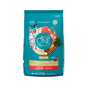 Comida para gatos Purina One Adultos pollo y carne x2kg