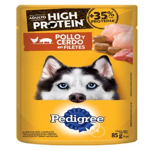 Alimento húmedo Pedigree High Protein perro adulto pollo y cerdo x85g