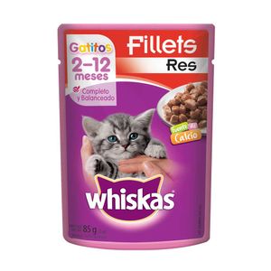Alimento húmedo Whiskas gatitos sabor res x85g