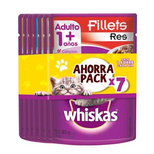 Alimento húmedo Whiskas gato adulto x7und x85g c-u