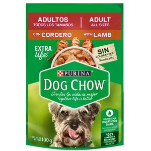 Alimento húmedo para perros Dog Chow Adultos todos los tamaños cordero x100g