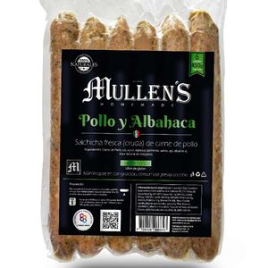 Salchicha Mullen's pollo y albahaca x6und x450g