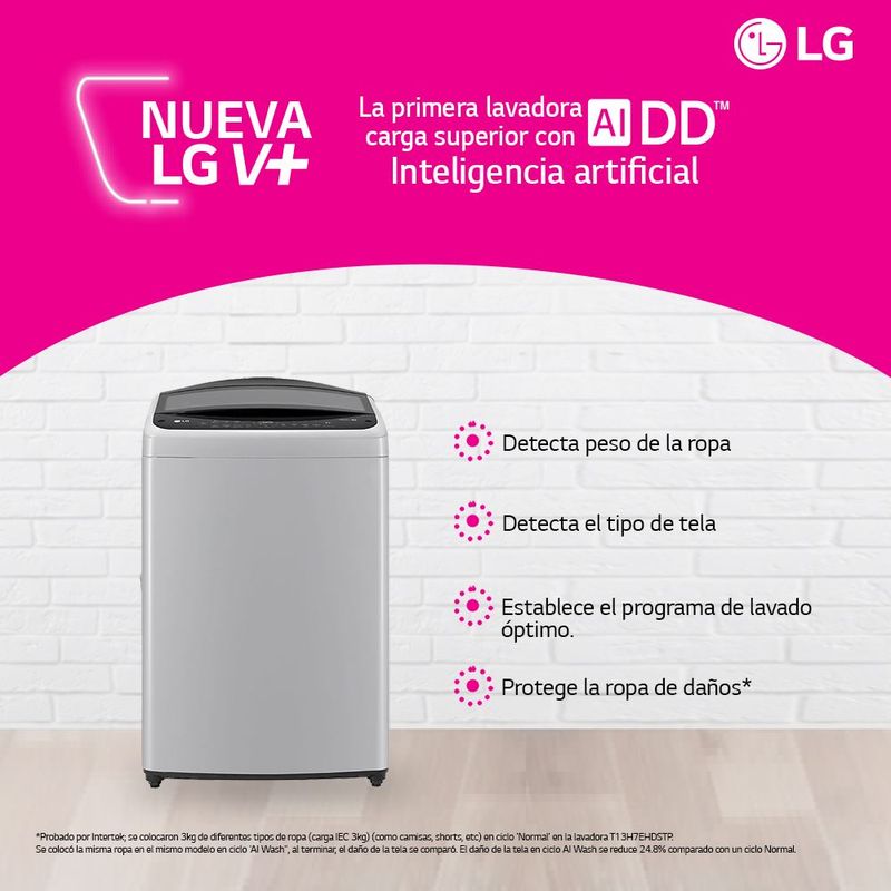 Lavadora LG Carga Superior Motor Inverter AI DD™ (Inteligencia