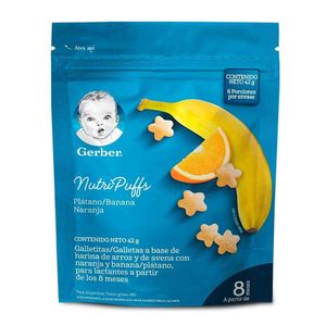 Galletas Gerber nutripuffs naranja banano+8 meses x42g